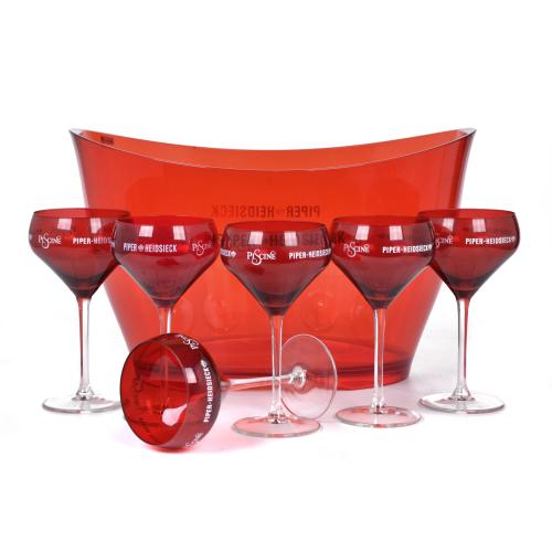 Conjunto de cubitera con seis copas en cristal Piper Heidseck.