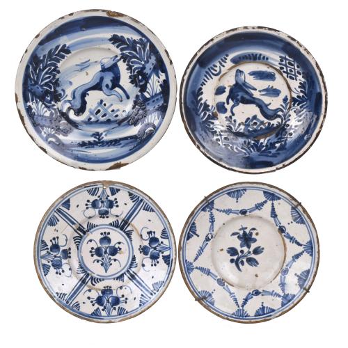 Set of four Catalan dishes, 18th century - early 19th century.