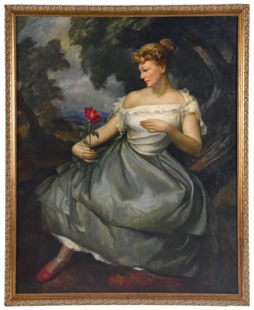 LLUÍS MUNTANÉ MUNS (1899-1987). "Dama con rosa".