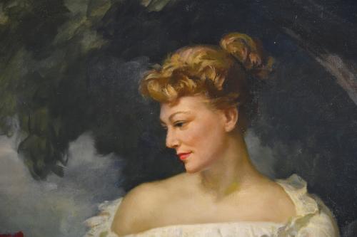 LLUÍS MUNTANÉ MUNS (1899-1987). "Dama con rosa".