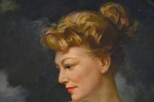 LLUÍS MUNTANÉ MUNS (1899-1987). "Dama con rosa".