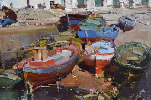 IGNACIO GIL (1913-2003). "Barcas y pescadores".