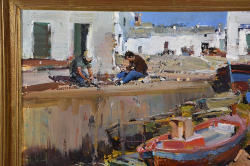 IGNACIO GIL (1913-2003). "Barcas y pescadores".