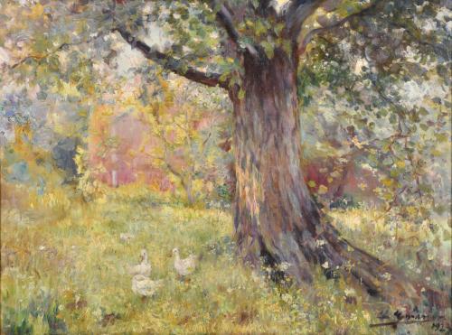 LLUÍS GRANER (1863-1929) "Paisaje con patos", 1923.