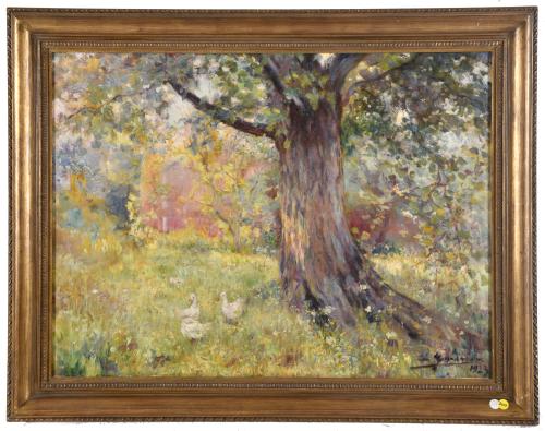 LLUÍS GRANER (1863-1929) "Paisaje con patos", 1923.