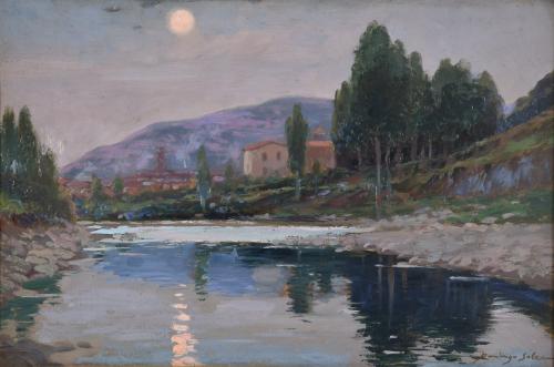 DOMINGO SOLER (1871-1951). "Paisaje al anochecer".