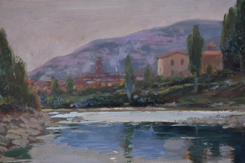 DOMINGO SOLER (1871-1951). "Paisaje al anochecer".