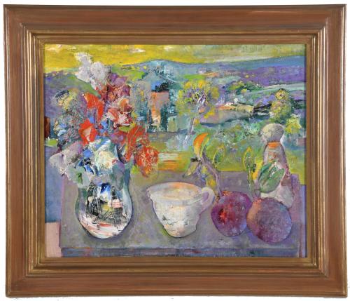 RUFO NAVARRO (1948).  "Flores, taza y frutas".