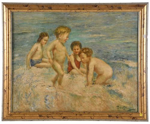 RAFAEL ESTRANY Y ROS (1884-1958). "Niños en el agua".