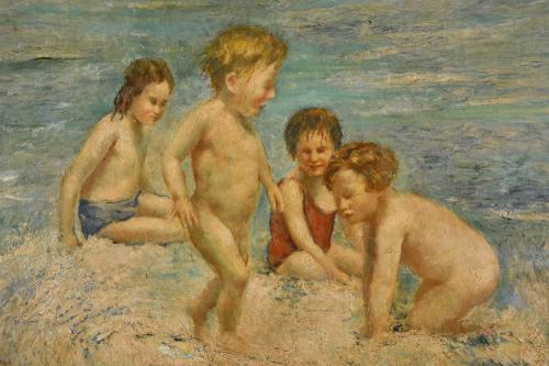 RAFAEL ESTRANY Y ROS (1884-1958). "Niños en el agua".