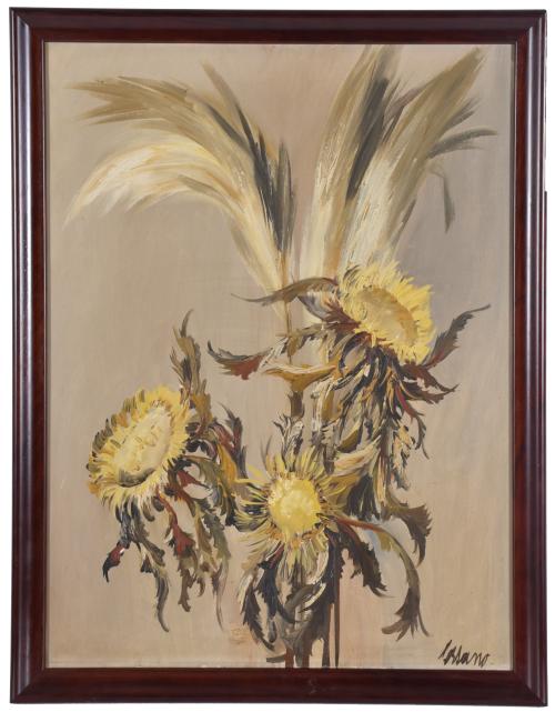 JOSEP MlGUEL SERRANO (1912-1982). "Bodegón girasoles". 