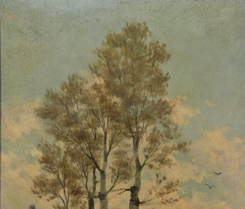 ESCUELA ESPAÑOLA, SIGLO XIX-XX. G.F. DIEZ "Paisaje fluvial"
