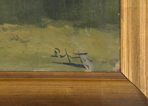 ESCUELA CATALANA, SIGLO XX. "Joven lavando en el riachuelo"