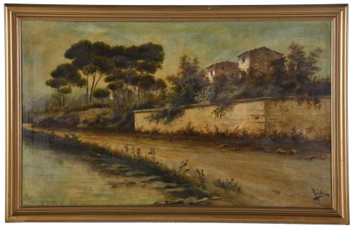 EARLY 20TH CENTURY SPANISH SCHOOL. &#39;Landscape with houses a