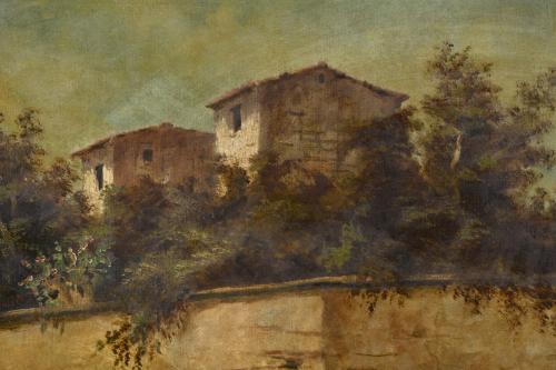 EARLY 20TH CENTURY SPANISH SCHOOL. &#39;Landscape with houses a