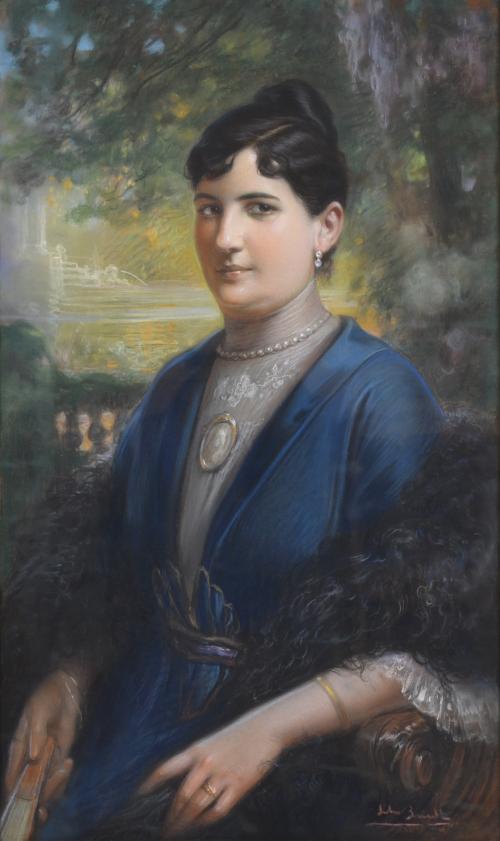 JULIO BORRELL (1877-1957). “Retrato Florentina Sarret Galan”.