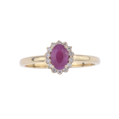 Anillo con rubí y rosetón de diamantes.