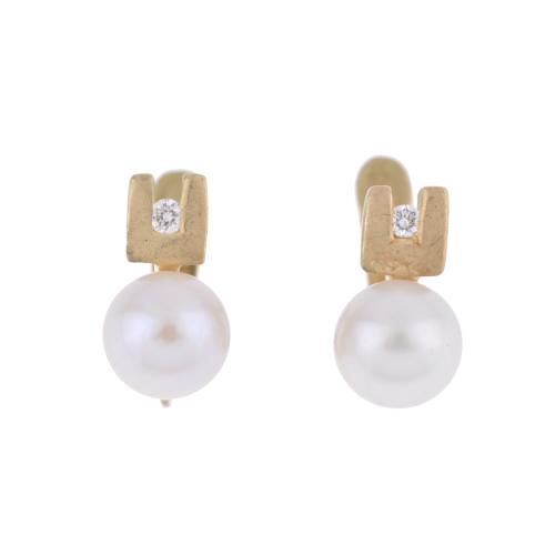 Pendientes tu y yo, perla y diamante