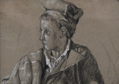 DIONÍS BAIXERAS (1862-1943). "Figura de hombre con barretin