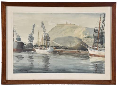 FREDERIC LLOVERAS HERRERA (1912-1983). "Puerto Barcelona y 