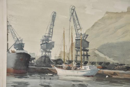 FREDERIC LLOVERAS HERRERA (1912-1983). "Puerto Barcelona y 