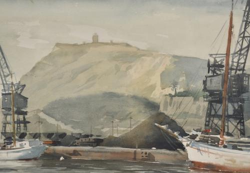 FREDERIC LLOVERAS HERRERA (1912-1983). "Puerto Barcelona y 