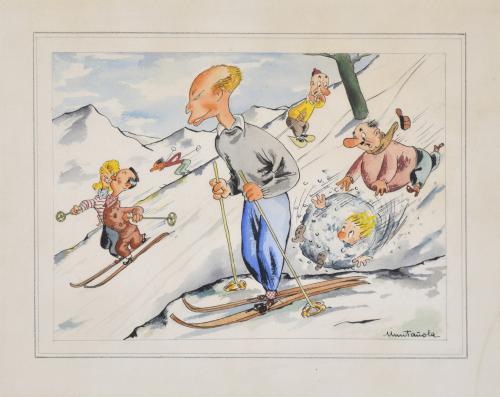 JOAQUIM MUNTAÑOLA  PUIG (1914-2012).  Pareja de ilustracion
