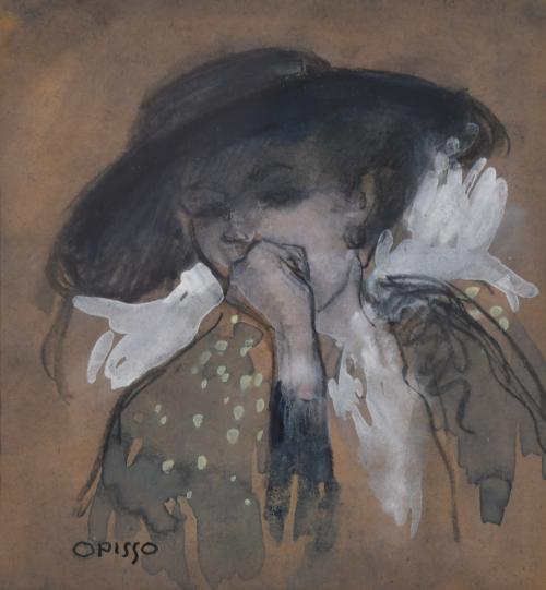 RICARD OPISSO (1880-1966). "Retrato femenino con sombrero".