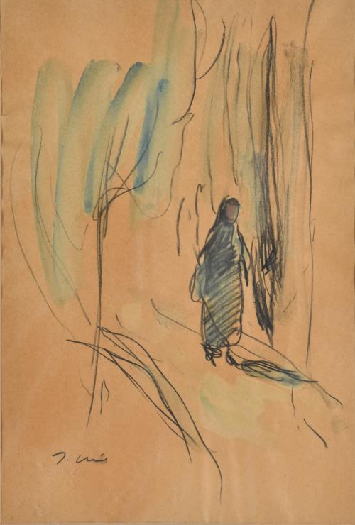 JOAQUIM MIR I TRINXET (1873-1940). "Esbozo figura femenina caminando".