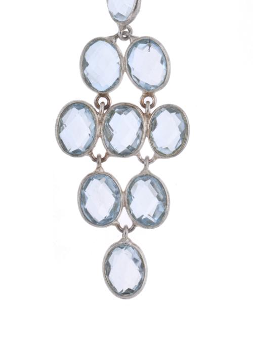 Cluster-shaped earrings with blue topazes.
