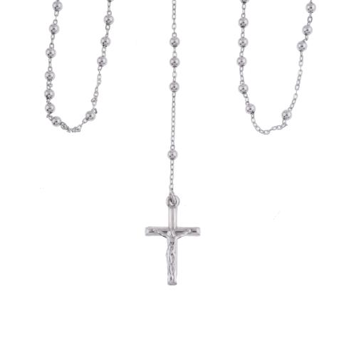 Rosario con imágen de la virgen y cruz colgante.