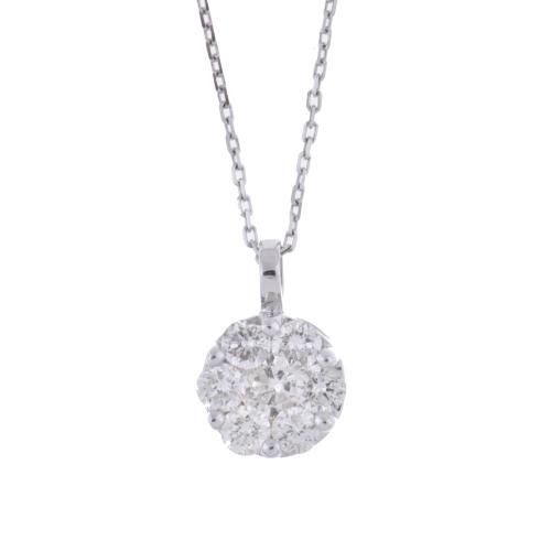 Collar con colgante en forma de flor con diamantes.