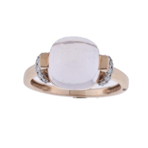 Pomellato-like ring with rose quartz and diamonds.