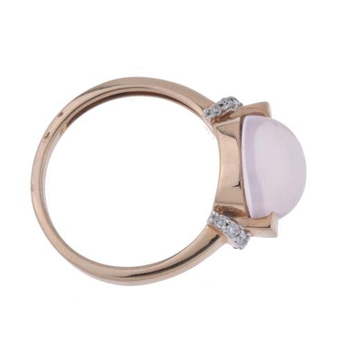 Pomellato-like ring with rose quartz and diamonds.