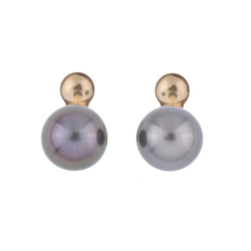 Pendientes dormilonas de perlas tahití.