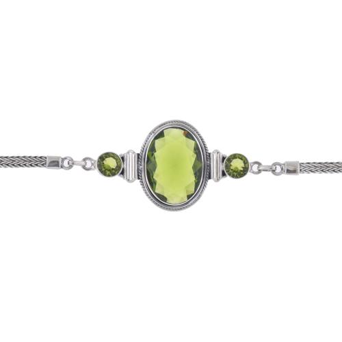 Pulsera flexible con olivinas.