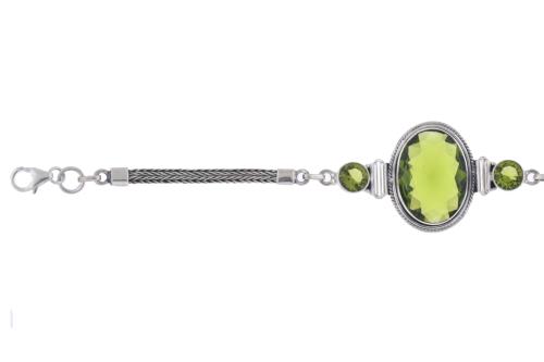 Pulsera flexible con olivinas.
