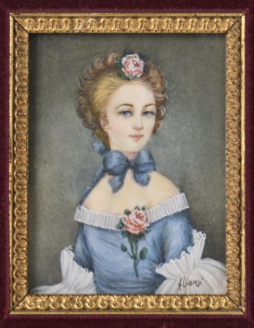 ESCUELA FRANCESA, SIGLO XX.  Miniatura con retrato de una d