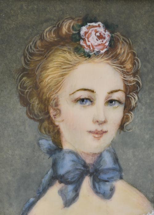 ESCUELA FRANCESA, SIGLO XX.  Miniatura con retrato de una d