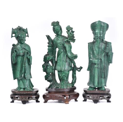 20TH CENTURY CHINESE SCHOOL. ‘Guanyin’ and pair of dignitaries.