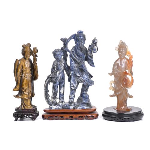 20TH CENTURY CHINESE SCHOOL. Pair of ‘Guanyins’ and ‘Wise man with a boy’.