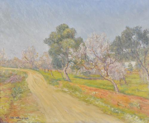 JAVIER WINTHUYSEN LOSADA (1874-1956).  "Camino con almendros".