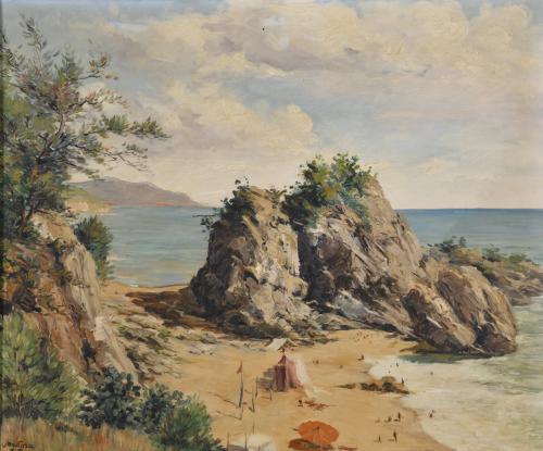 JOSEP VENTOSA DOMÈNECH (1897-1982). "Playa", Sta. Cristina, 1935.