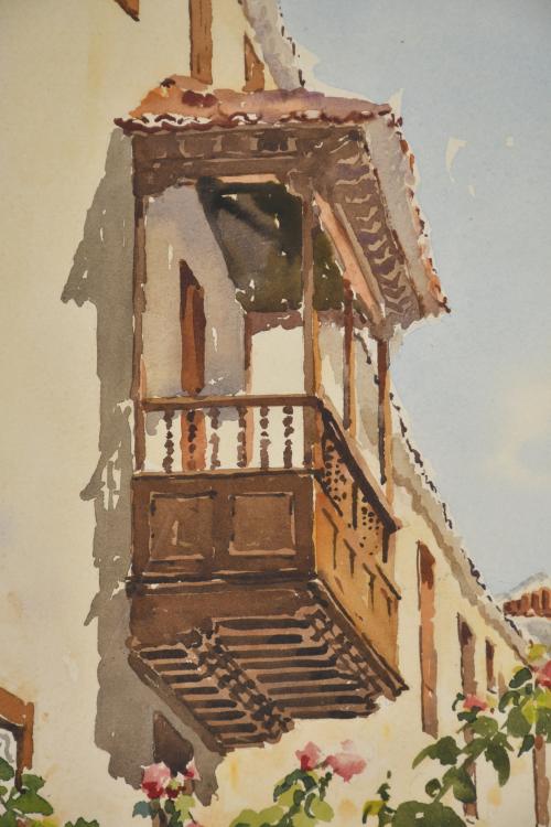 ESCUELA ESPAÑOLA, SIGLO XX. "Calle con rosales".