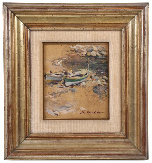 SEGUNDO MATILLA MARINA (1862-1937). "Barcas en la orilla".