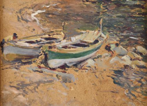 SEGUNDO MATILLA MARINA (1862-1937). "Barcas en la orilla".