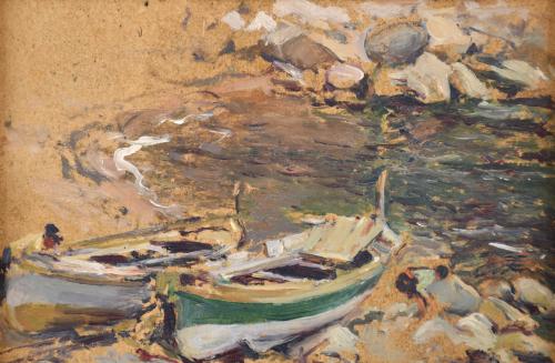 SEGUNDO MATILLA MARINA (1862-1937). "Barcas en la orilla".