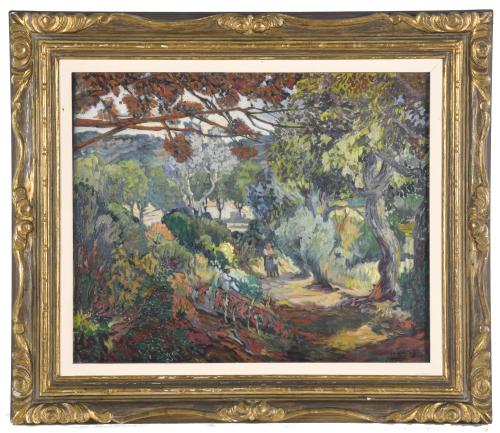 PERE CREIXAMS PICO (1893-1965). "Paisaje con figuras".