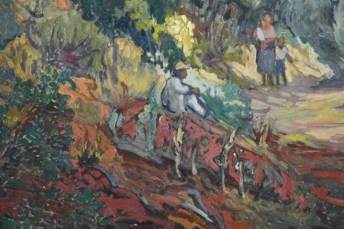 PERE CREIXAMS PICO (1893-1965). "Paisaje con figuras".