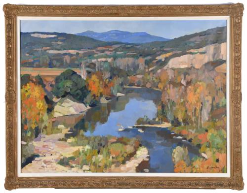 RAMON BARNADAS (1909/15-1981). "Paisaje fluvial", 1973.